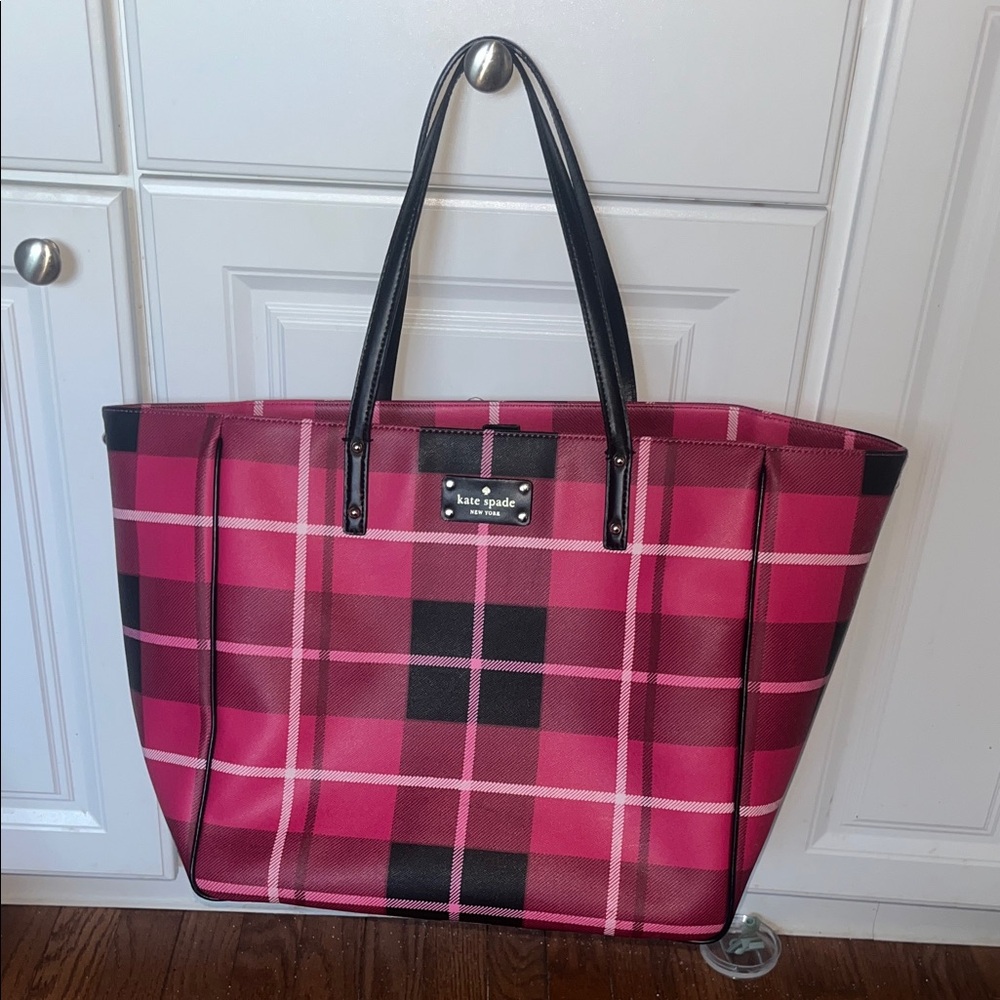 Kate Spade Pink and Black Checkered Tote